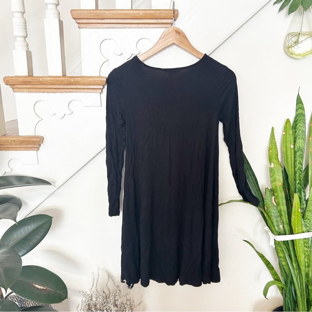 American Eagle Soft & Sexy Lace Up Long Sleeve Swing Dress Black Size S Small - Picture 3 of 5